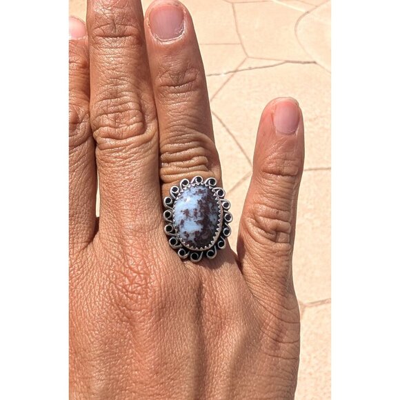 Vintage native American Sterling Silver Ring Size 5 Signed MW Dendritic Agate? - Picture 13 of 13